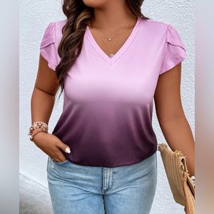 Plus Ombré Petal Sleeve Top
